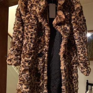 Faux Fur Leopard Print Coat